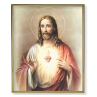 11" x 14" Gold Plaque Frame with a Sacred Heart of Jesus Print