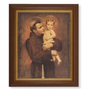 10 1/2" x 12 1/2" Walnut Finish Beveled Frame with 8" x 10" Saint Anthony with Jesus Textured Art