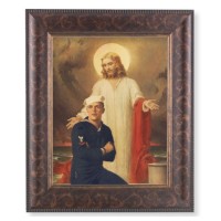 11 1/4" x 13 1/4" Art Deco Frame with an 8" x 10" Jesus with Sailor Print