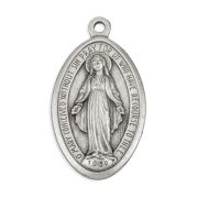 1 7/8" Miraculous Medal in Antiqued Silver Finish