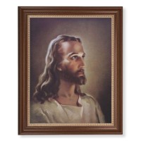 13 1/2" x 16 9/16" Walnut Finished Frame with 11" x 14" Sallman: Head of Christ Textured Art