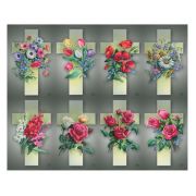 Aurora Cross with Flowers Eight-Up Micro Perforated Holy Cards