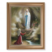 13 1/2" x 16 9/16" Gold Leaf Antique Finished Frame with 11" x 14" Our Lady of Lourdes Textured Art