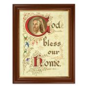 15 1/2" x 19 1/2" Walnut Finish Frame with Gold Accent and a 12" x 16" House Blessing Textured Art