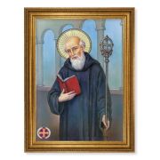 23.5" x 31" Antique Gold Leaf Beveled Frame, Roping Detail with 19" x 27" St. Benedict Textured Art