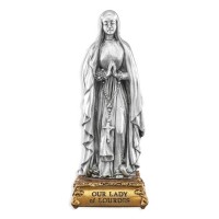 4 1/2" Pewter Our Lady of Lourdes Statue Gift Boxed