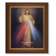 10 1/2" x 12 1/2" Walnut Finish Beveled Frame with 8" x 10" Divine Mercy Textured Art
