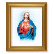 10" x 12" Gold Leaf Finish Beveled Frame with 8" x 10" Sacred Heart of Jesus Textured Art