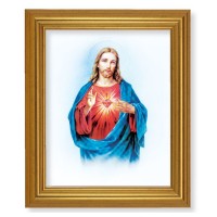 10" x 12" Gold Leaf Finish Beveled Frame with 8" x 10" Sacred Heart of Jesus Textured Art