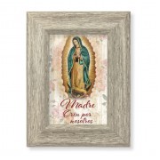 6 1/2" x 8 1/2" Grey Weathered Frame with Our Lady of Guadalupe Artwork on Wood Plaque