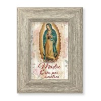 6 1/2" x 8 1/2" Grey Weathered Frame with Our Lady of Guadalupe Artwork on Wood Plaque
