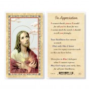25pk - In Appreciation - SHJ Gold Stamped Laminated Holy Card  Pk 25