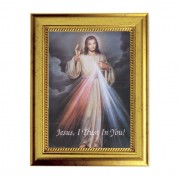 6 3/4" X 8 3/4" Gold Leaf Finish Frame with 5" X 7" Divine Mercy Textured Art