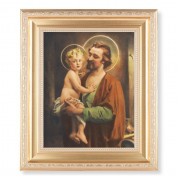10 1/4" x 12 1/4" Satin Gold Frame with an 8" x 10" St. Joseph with Jesus Print