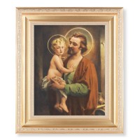 10 1/4" x 12 1/4" Satin Gold Frame with an 8" x 10" St. Joseph with Jesus Print 10 1/4" x 12 1/4" Satin Gold Frame with an 8" x 10" St. Joseph with Jesus Print