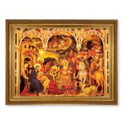 23.5" x 31" Antique Gold Leaf Beveled Frame, Roping Detail with 19" x 27" Adoration of Magi Textured Art