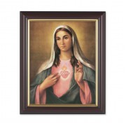 10" x 12" Walnut Frame with Gold Inside Lip and a 8" x 10" Immaculate Heart of Mary Print