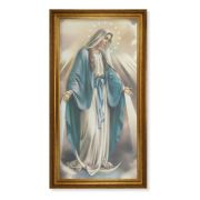24" x 44" Antique Gold Leaf Beveled Frame with Carved Rope Trim -Our Lady of Grace Textured Art