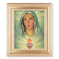 10 1/4" x 12 1/4" Satin Gold Frame with an 8" x 10" Immaculate Heart of Mary Print