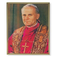 8" x 10" Gold Plaque Frame with a St. Pope John Paul II Print