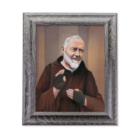 10 1/2" x 12 1/2" Grey Oak Finish Frame with an 8" x 10" Saint Pio Print
