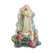 3" Magnetic Resin Statuette of the Our Lady of Fatima in 2D with Gold Highlights (Sold in Inc. of 3)