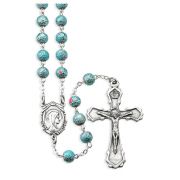 6mm Light Blue Lava Bead Rosary