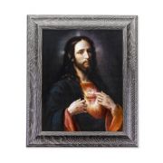 10 1/2" x 12 1/2" Grey Oak Finish Frame with an 8" x 10" Ponce: The Sacred Heart of Jesus Print