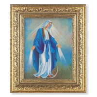 12 1/2" x 14 1/2" Ornate Gold Leaf Antique Frame with 8" x 10" Our Lady of Grace Print