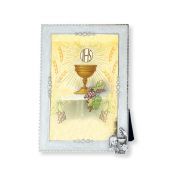 White Pearlized Communion Girl with Chalice Photo Frame