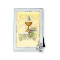 White Pearlized Communion Girl with Chalice Photo Frame
