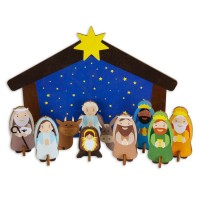 11 Pc. Wooden Children's Buildable Nativity Kit