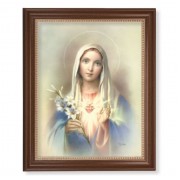13 1/2" x 16 9/16" Walnut Finished Frame with 11" x 14" Immaculate Heart of Mary Textured Art