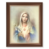 13 1/2" x 16 9/16" Walnut Finished Frame with 11" x 14" Immaculate Heart of Mary Textured Art