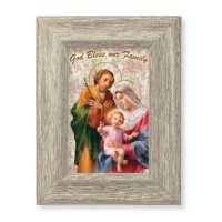 6 1/2" x 8 1/2" Grey Weathered Frame with Holy Family Blessing Artwork on Wood Plaque