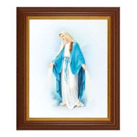 10 1/2" x 12 1/2" Walnut Finish Beveled Frame with 8" x 10" Our Lady of Grace Textured Art
