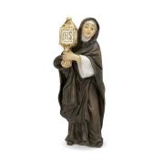 4" Cold Cast Resin Hand Painted Statue of Saint Clare in a Deluxe Window Box