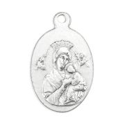 1" Oval Antiqued Silver Oxidized Our Lady of Perpetual Help and Saint Gerard Medal