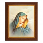 10 1/2" x 12 1/2" Walnut Finish Beveled Frame with 8" x 10" Our Lady of Sorrows Textured Art