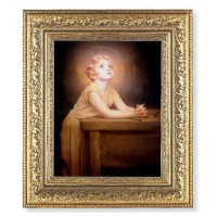 12 1/2" x 14 1/2" Ornate Gold Leaf Antique Frame with 8" x 10" Thy Will be Done Print