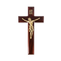 7" Dark Cherry Cross with Museum Gold Tone Corpus
