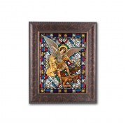 11 1/4" x 13 1/4" Art Deco Frame with an 8" x 10" Saint Michael Liturgical Glass Art