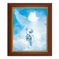 10 1/2" x 12 1/2" Walnut Finish Beveled Frame with 8" x 10" Christ Welcoming Child Textured Art