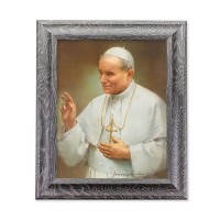 10 1/2" x 12 1/2" Grey Oak Finish Frame with an 8" x 10" Saint John Paul II Print
