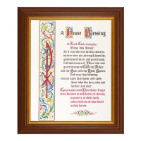 10 1/2" x 12 1/2" Walnut Finish Beveled Frame with 8" x 10" House Blessing Textured Art