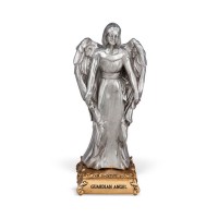 4 1/2" Pewter Saint Guardian Angel Statue Gift Boxed