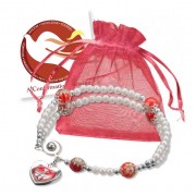 Confirmation Bracelet with Card in Red Organza Bag