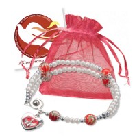 Confirmation Bracelet with Card in Red Organza Bag