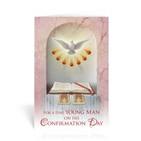 10pk - Holy Spirit Confirmation Greeting Card with a Bible for Young Man  Sold in inc of 10