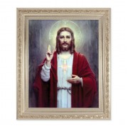10" x 12" Ornate Silver Frame with a Chambers: Sacred Heart of Jesus Print